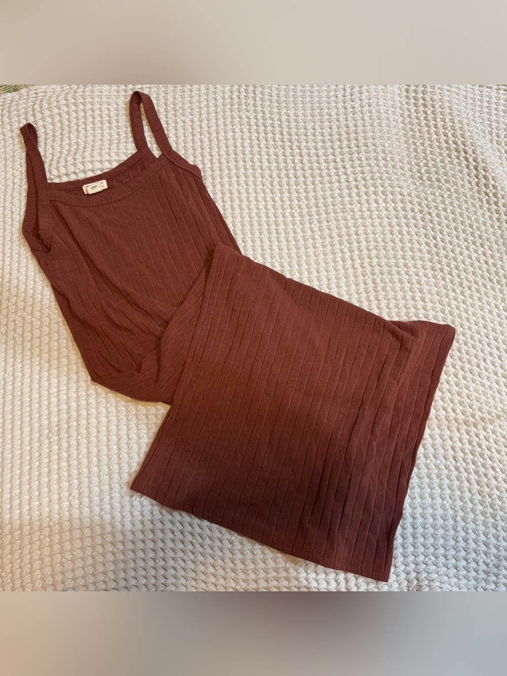 Billabong Ribbed Tank Dress in Chocolate Brown